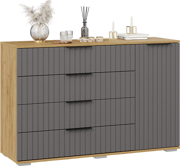 Изображение товара Комод ТриЯ Хилтон комбинированный (дуб крафт золотой/графит матовый)