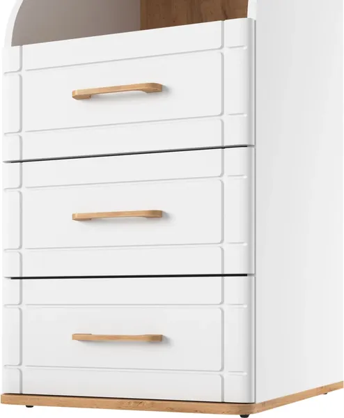 Изображение товара Шкаф-пенал MODULA Карпин INV01HS-1D3S-502/621/2014(02) (дуб натюрель/белый премиум)