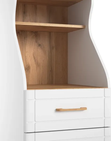 Изображение товара Шкаф-пенал MODULA Карпин INV01HS-1D3S-502/621/2014(02) (дуб натюрель/белый премиум)