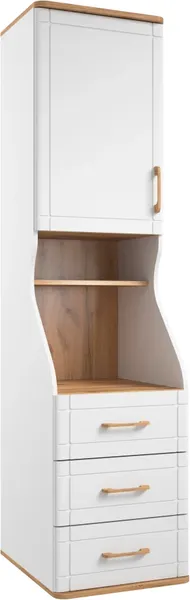 Изображение товара Шкаф-пенал MODULA Карпин INV01HS-1D3S-502/621/2014(02) (дуб натюрель/белый премиум)