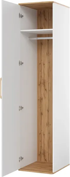 Изображение товара Шкаф-пенал MODULA Карпин INV01HP-1D-502/621/2204(02) (дуб натюрель/белый премиум)