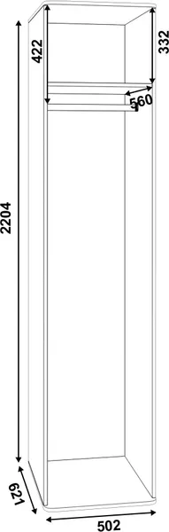 Изображение товара Шкаф-пенал MODULA Карпин INV01HP-1D-502/621/2204(02) (дуб натюрель/белый премиум)