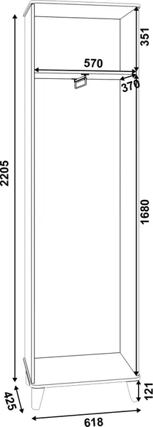 Изображение товара Шкаф MODULA Карпин INV01HP-1Z-618/425/2205(05) (дуб натюрель/серый)