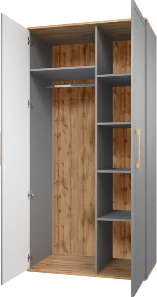 Изображение товара Шкаф MODULA Карпин INV01HP-2D-1002/621/2014(05) (дуб натюрель/серый)