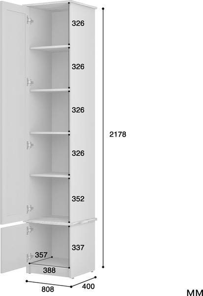 Изображение товара Шкаф-пенал MODULA Гранда INV07HS-2D-460/430/2178(22) (графит/дуб натюрель)