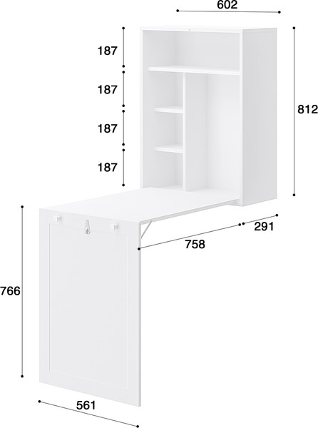 Изображение товара Стол-стеллаж MODULA Тира INV08HW-1D-602/291/812(11) (белый премиум)