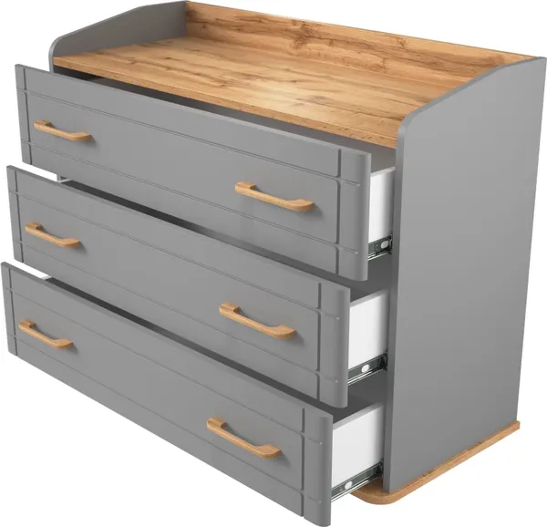 Изображение товара Комод MODULA Карпин INV01T-3S-1016/425/758(05) (дуб натюрель/серый)