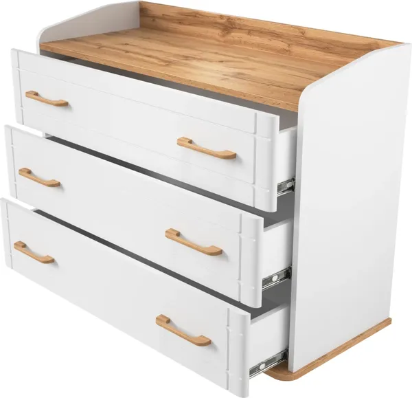 Изображение товара Комод MODULA Карпин INV01T-3S-1016/425/758(02) (дуб натюрель/белый премиум)