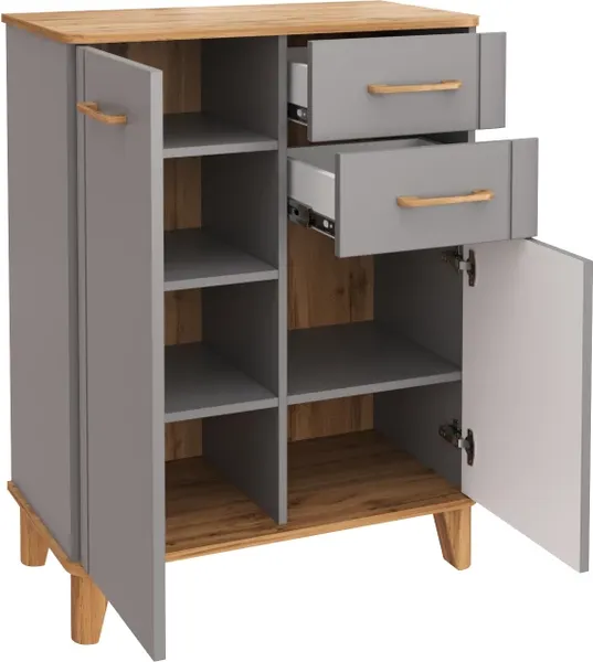 Изображение товара Тумба MODULA Карпин INV01T-2D2S-776/425/1011(05) (дуб натюрель/серый)