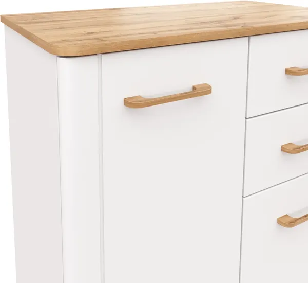 Изображение товара Тумба MODULA Карпин INV01T-2D2S-776/425/1011(02) (дуб натюрель/белый премиум)