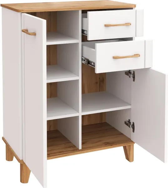 Изображение товара Тумба MODULA Карпин INV01T-2D2S-776/425/1011(02) (дуб натюрель/белый премиум)