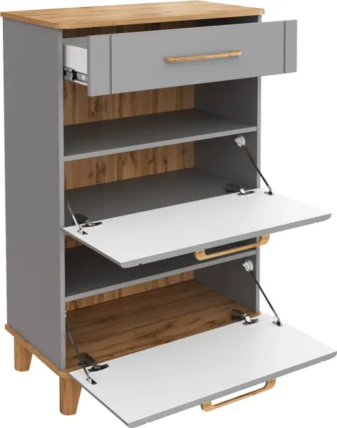 Изображение товара Тумба для обуви MODULA Карпин INV01T-3S-776/425/1181(05) (дуб натюрель/серый)