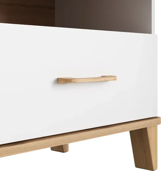 Изображение товара Прикроватная тумба MODULA Карпин INV01T-1S-616/425/499(02) (дуб натюрель/белый премиум)