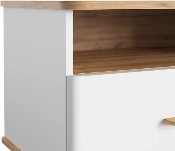 Изображение товара Прикроватная тумба MODULA Карпин INV01T-1S-616/425/499(02) (дуб натюрель/белый премиум)