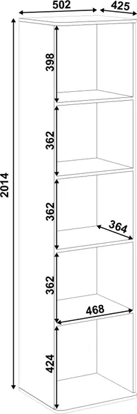 Изображение товара Шкаф-пенал MODULA Карпин INV01HS-1D-502/425/2014(05) (дуб натюрель/серый)