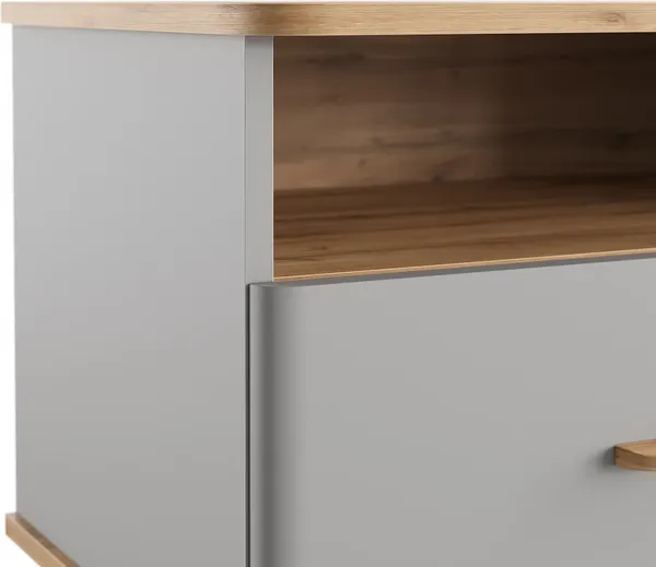 Изображение товара Прикроватная тумба MODULA Карпин INV01T-1S-616/425/499(05) (дуб натюрель/серый)