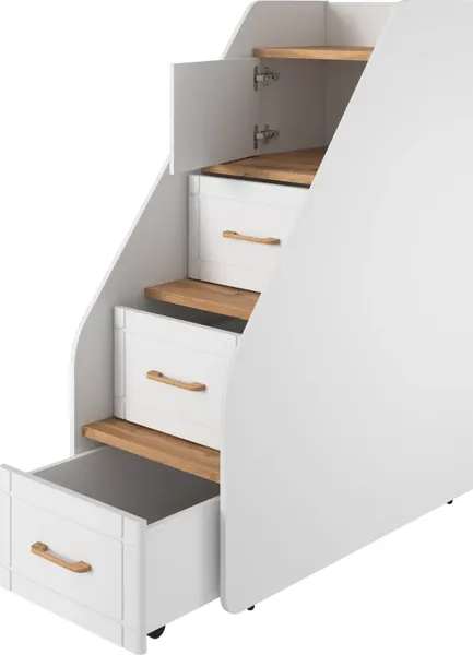 Изображение товара Лестница для кровати MODULA Карпин INV01T-1D3S-500/954/1303(02) (дуб натюрель/белый премиум)