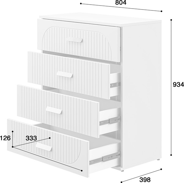 Изображение товара Комод MODULA Хелена INV02T-4S-804/398/934(16) (серый шифер)