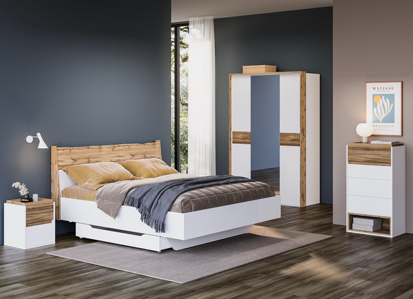 Изображение товара Комод MODULA Сэлва INV04T-4S-623/402/1142(02) (дуб натюрель/белый премиум)