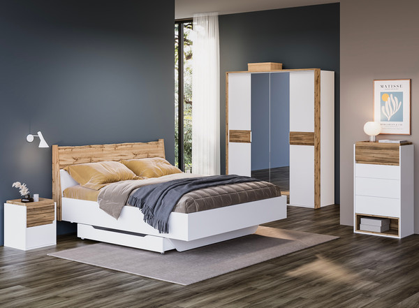 Изображение товара Комод MODULA Сэлва INV04T-4S-623/402/1142(02) (дуб натюрель/белый премиум)
