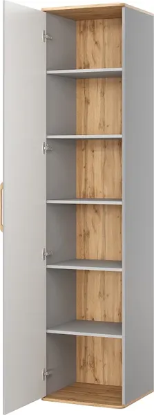 Изображение товара Шкаф-пенал MODULA Карпин INV01HS-1D-502/498/2204(05) (дуб натюрель/серый)