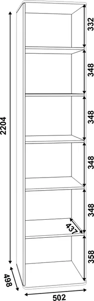 Изображение товара Шкаф-пенал MODULA Карпин INV01HS-1D-502/498/2204(05) (дуб натюрель/серый)