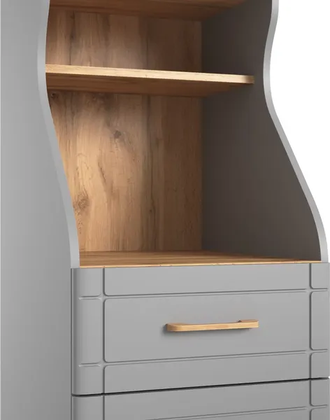 Изображение товара Шкаф-пенал MODULA Карпин INV01HS-1D3S-502/621/2014(05) (дуб натюрель/серый)