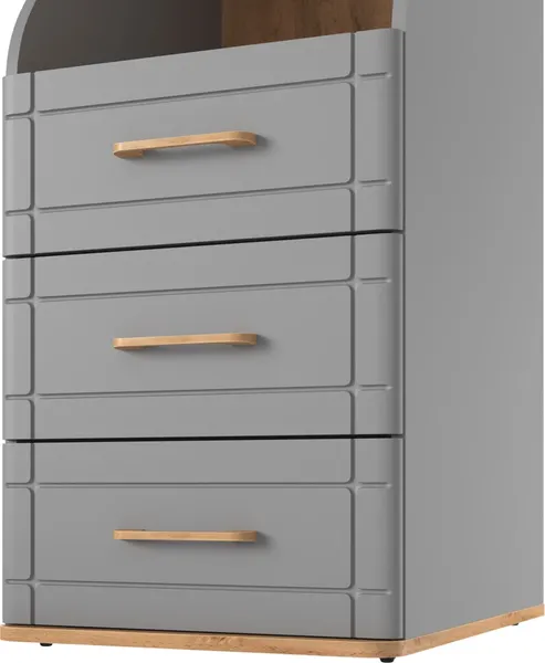 Изображение товара Шкаф-пенал MODULA Карпин INV01HS-1D3S-502/621/2014(05) (дуб натюрель/серый)