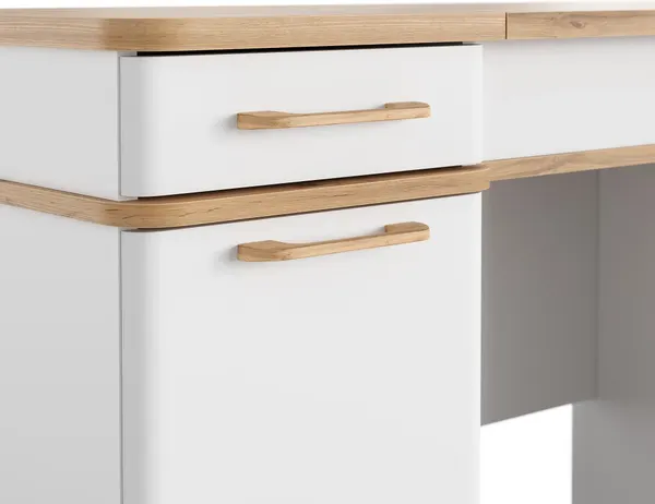 Изображение товара Туалетный столик MODULA Карпин INV01ST-2D1Z2S-1268/425/774(02) (дуб натюрель/белый премиум)