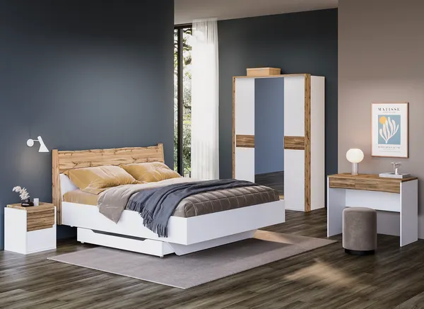 Изображение товара Туалетный столик MODULA Сэлва INV04ST-1Z1S-986/488/775(02) (дуб натюрель/белый премиум)