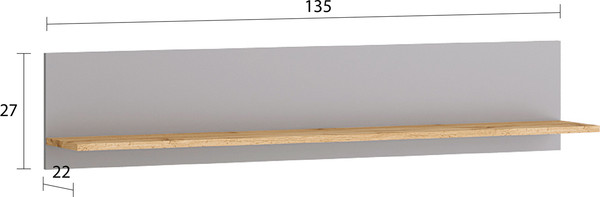 Изображение товара Полка MODULA Вирелле INV06P-1351/216/270(21) (BZ серый шифер/DI дуб натюрель)