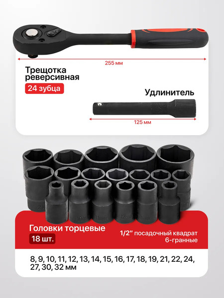 Изображение товара Набор головок слесарных BaumAuto BM-019-5K (63612)