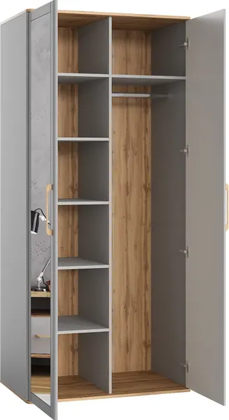 Изображение товара Шкаф MODULA Карпин INV01HP-2Z-1002/621/2204(05) (дуб натюрель/серый)