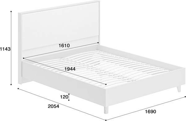 Изображение товара Двуспальная кровать MODULA Хелена INV02K-1690/2083/1143(17) (кашемир/ткань Velutto 4V)