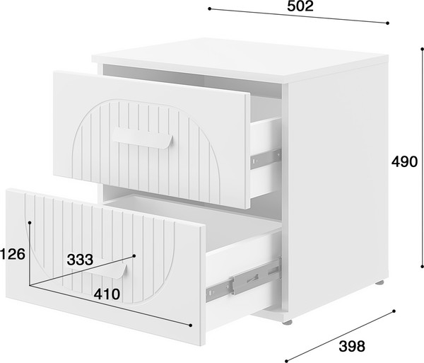 Изображение товара Прикроватная тумба MODULA Хелена INV02T-2S-502/398/490(16) (серый шифер)