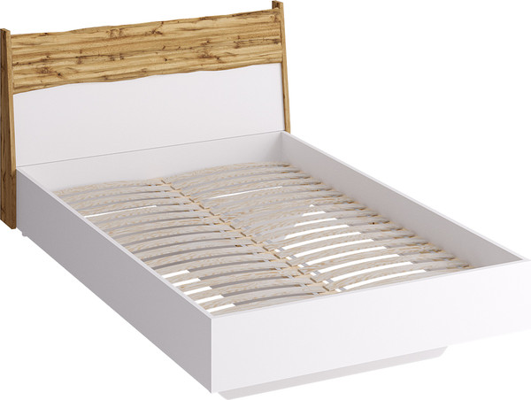 Изображение товара Двуспальная кровать MODULA Сэлва INV04K-1500/2181/1100(02) (дуб натюрель/белый премиум)