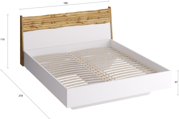 Изображение товара Двуспальная кровать MODULA Сэлва INV04K-1900/2181/1100(02) (дуб натюрель/белый премиум)