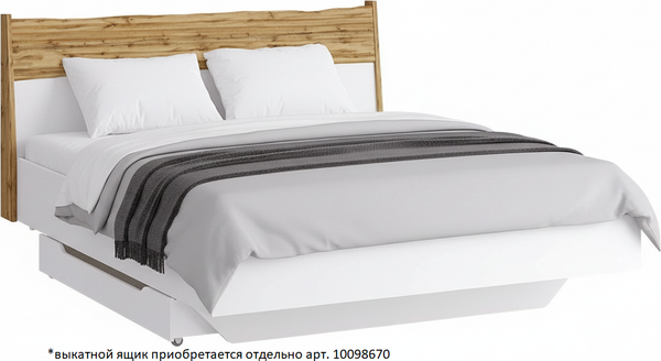 Изображение товара Двуспальная кровать MODULA Сэлва INV04K-1900/2181/1100(02) (дуб натюрель/белый премиум)