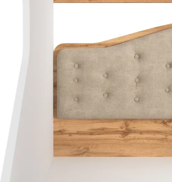 Изображение товара Двухъярусная кровать MODULA Карпин INV01KMW-2SR-2054/987/1829(03) (белый премиум/дуб натюрель/бежевая ткань)