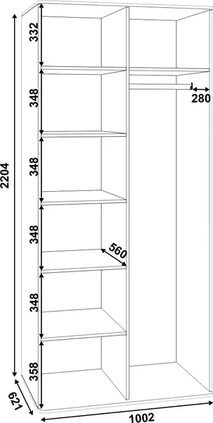 Изображение товара Шкаф MODULA Карпин INV01HP-2Z-1002/621/2204(02) (дуб натюрель/белый премиум)