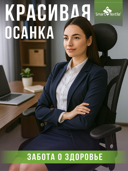 Изображение товара Подушка для спины Smart Textile Спинель / ST8159 (черный)