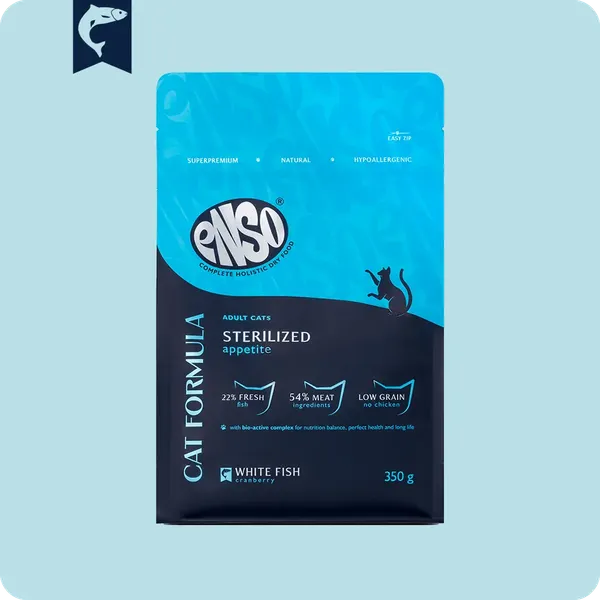 Изображение товара Сухой корм для кошек ENSO CF Sterilized белая рыба клюква / 020/251062 (350г)