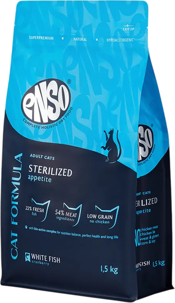Изображение товара Сухой корм для кошек ENSO CF Sterilized белая рыба клюква / 020/251079 (1.5кг)