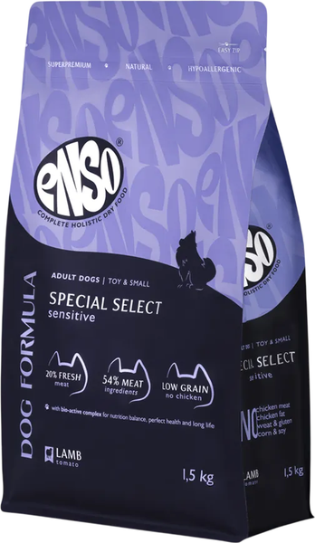 Изображение товара Сухой корм для собак ENSO DF Special Select Для мелк/мини ягненок томат / 020/251253 (1.5кг)