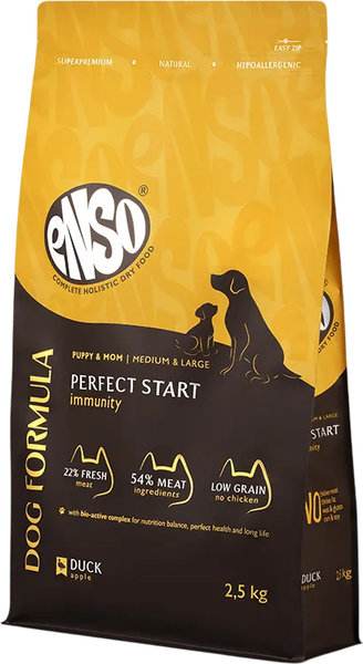 Изображение товара Сухой корм для собак ENSO DF Perfect Start Для щенков сред/круп утка яблоко / 020/251314 (2.5кг)