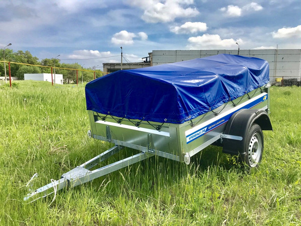 Изображение товара Прицеп для автомобиля Кремень Профи 2x1.3м (борт 50см, тент с дугами 30см)
