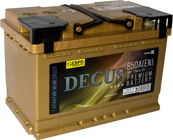 Изображение товара Автомобильный аккумулятор DECUS 77 Ah (0) 850A L3 6СТ-77 / 077 255 K11 D (77А/ч)