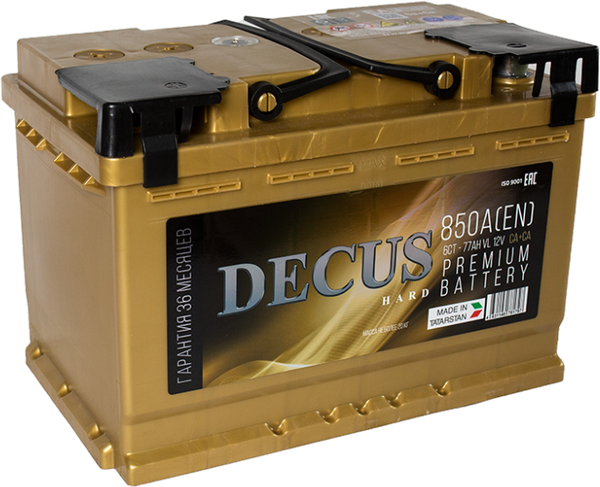 Изображение товара Автомобильный аккумулятор DECUS 77 Ah (1) 850A L3 6СТ-77 / 077 255 K01 D (77А/ч)