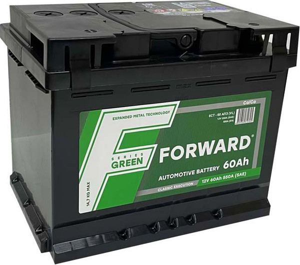 Изображение товара Автомобильный аккумулятор ForwarD Green 60 Ah (1) 530A L2 6CT-60 / 060 022 K01 FG (60А/ч)