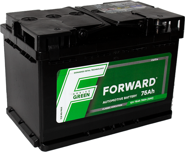 Изображение товара Автомобильный аккумулятор ForwarD Green 75 Ah (0) 750A L3 6СТ-75 / 075 022 K11 FG (75А/ч)